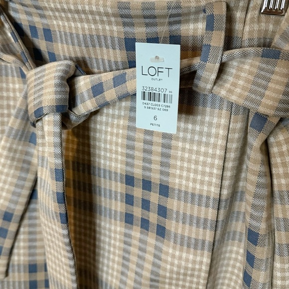 🔆 LOFT Outlet Plaid Mini Skirt with Belt – Size 6P - Picture 3 of 5